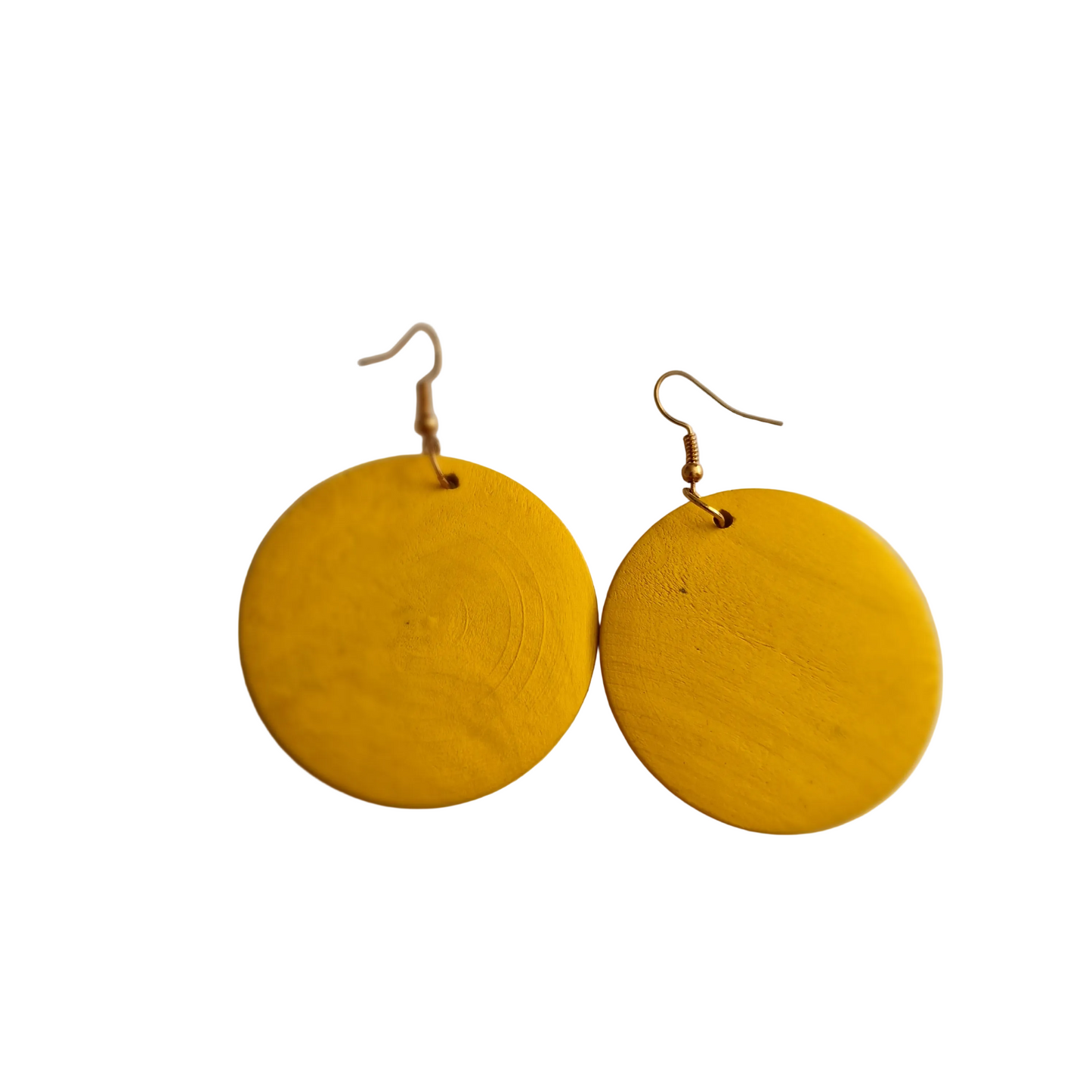 Yellow disc earrings