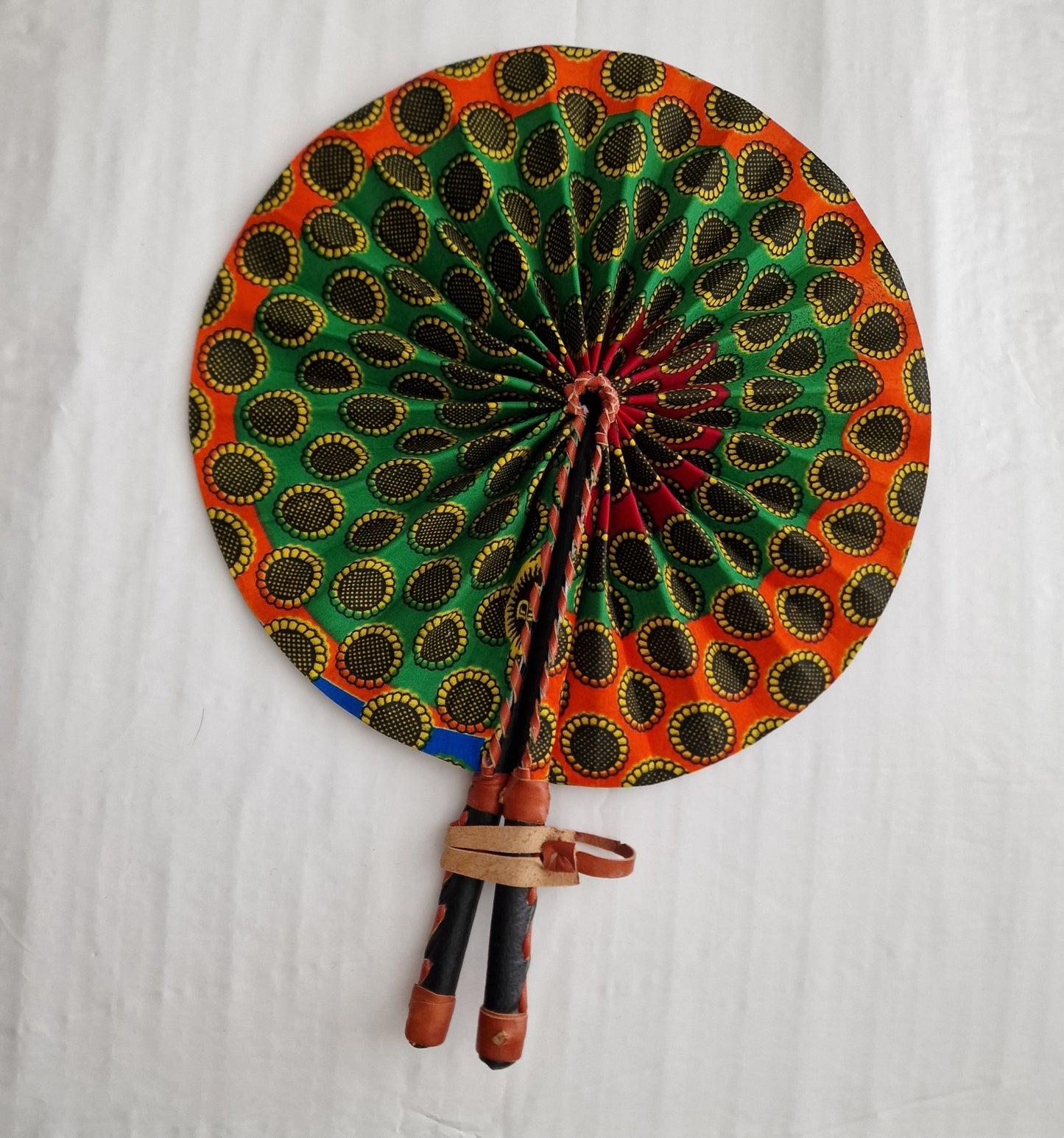 African Leather Folding Fan