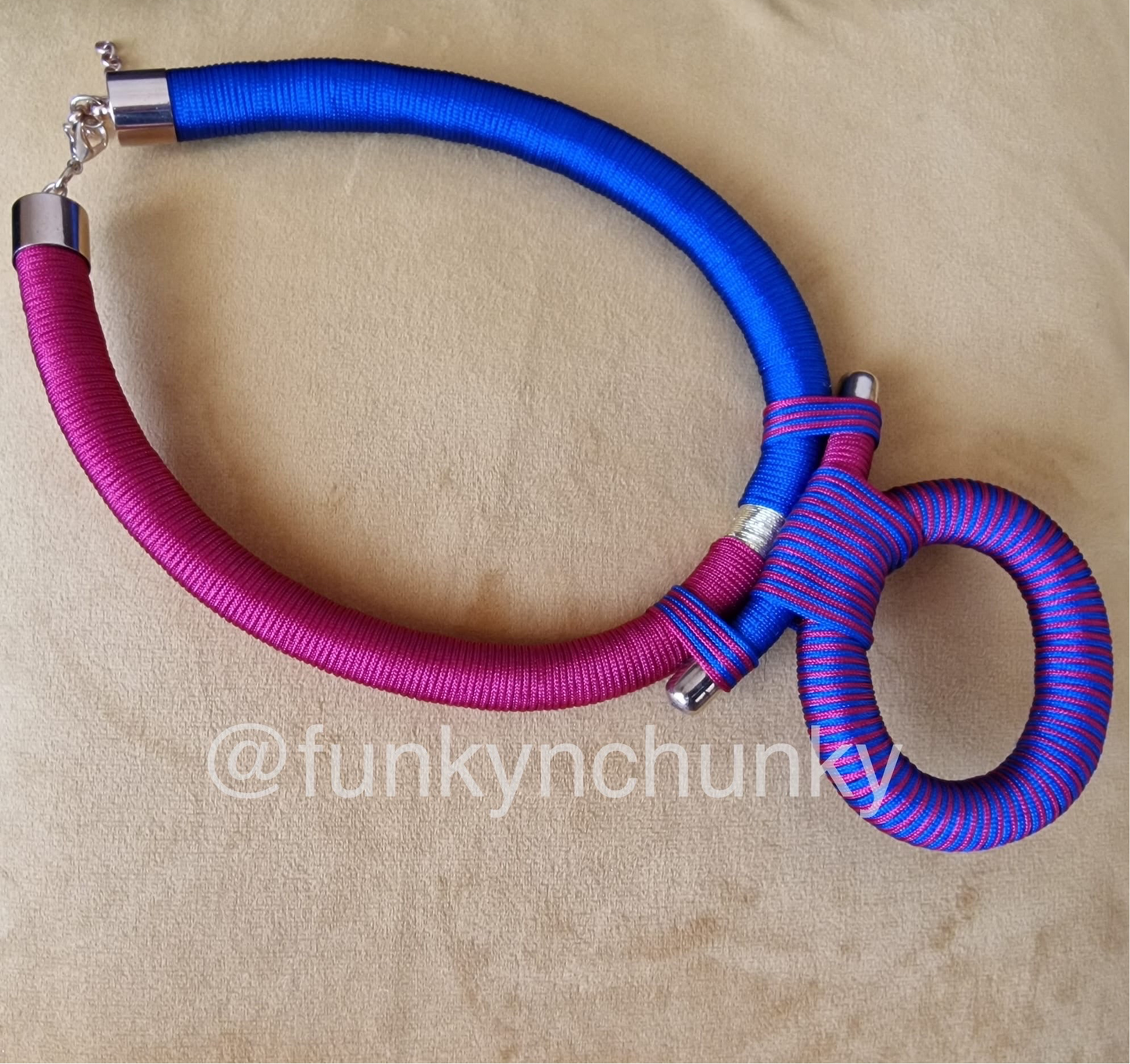 Purple, pink and blue statement necklace