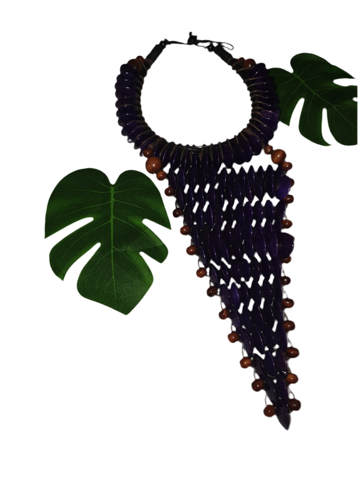 Purple large statement rosewood necklace