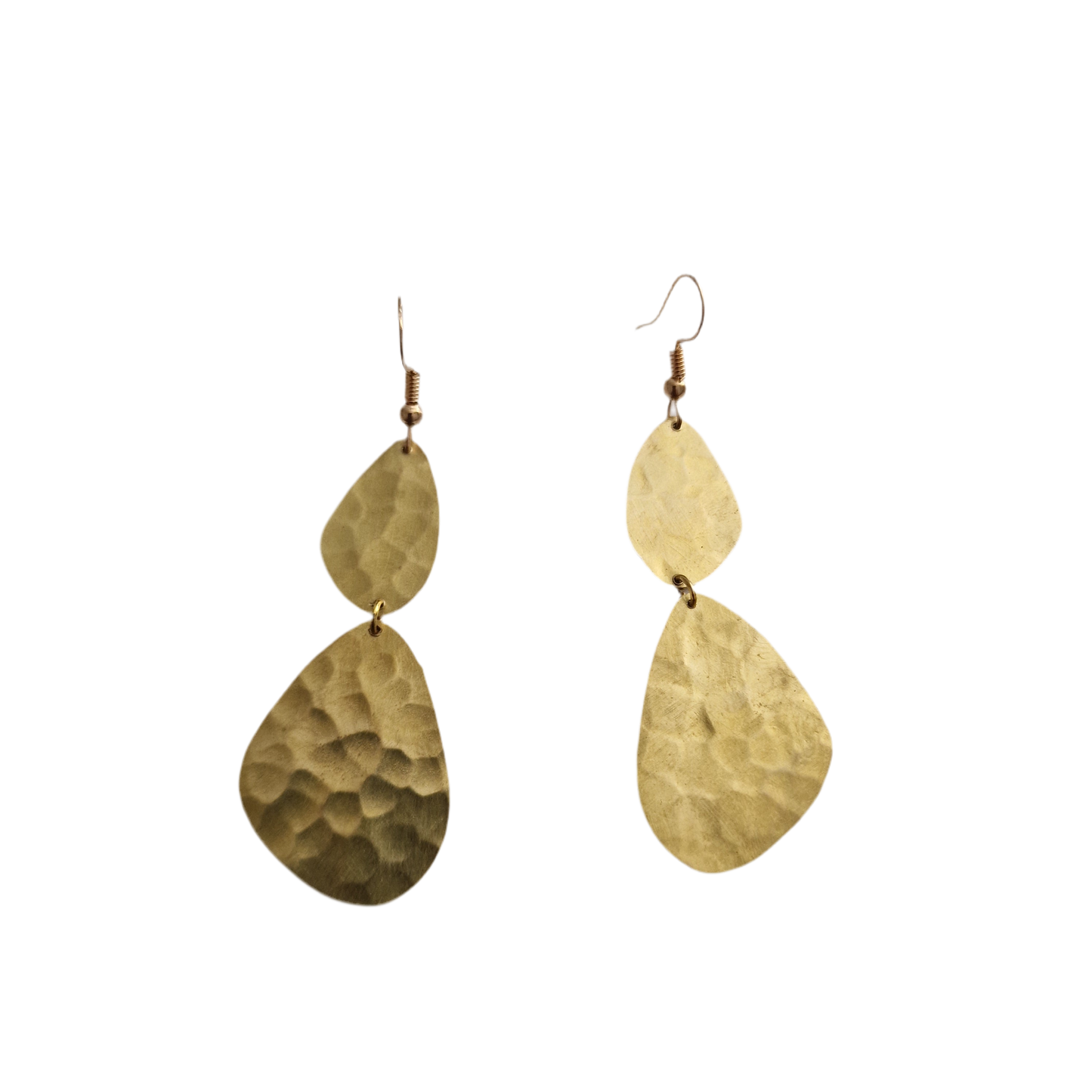 Circular geometric shaped brass pendant earrings