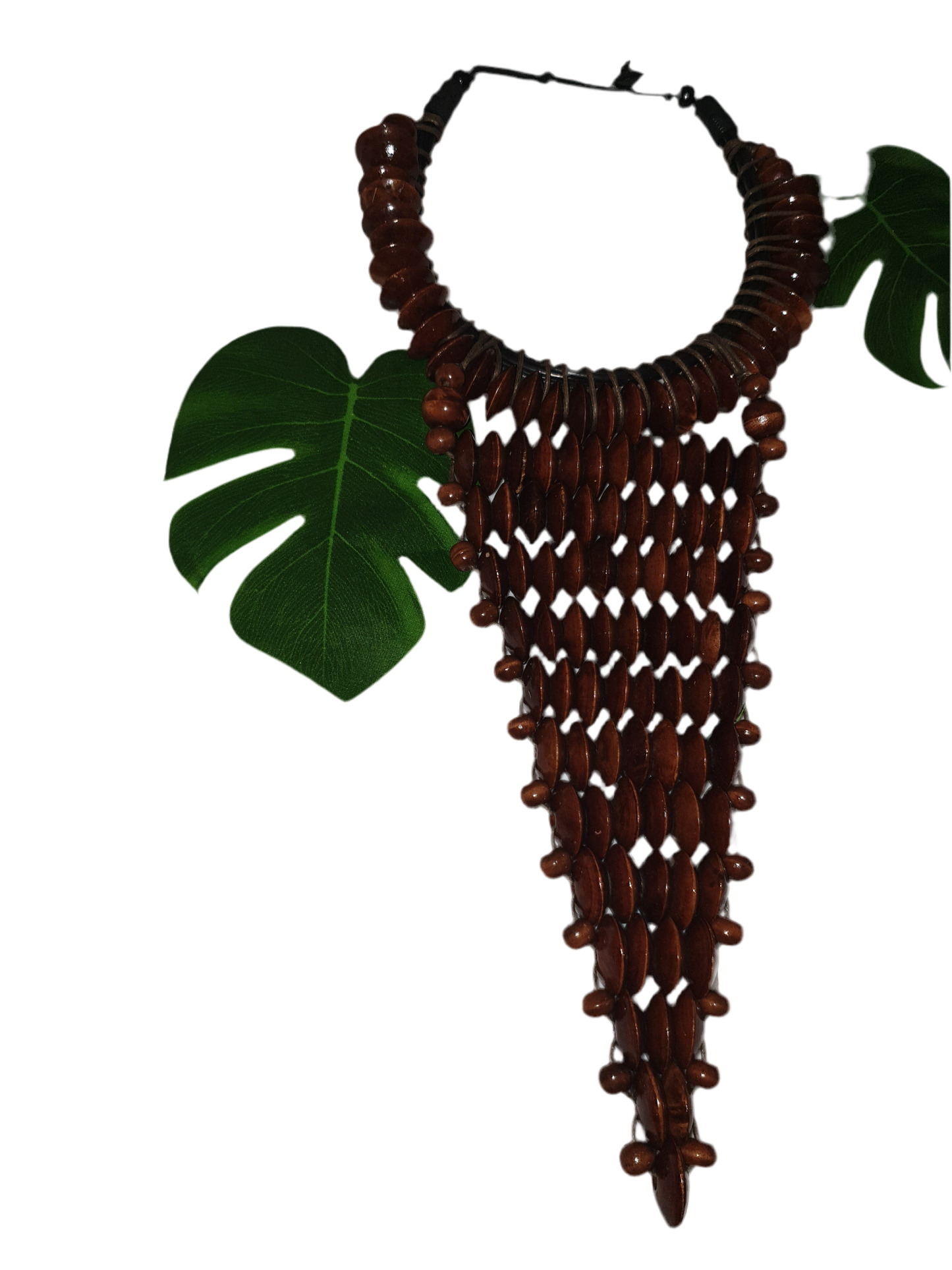 Brown large statement rosewood necklace