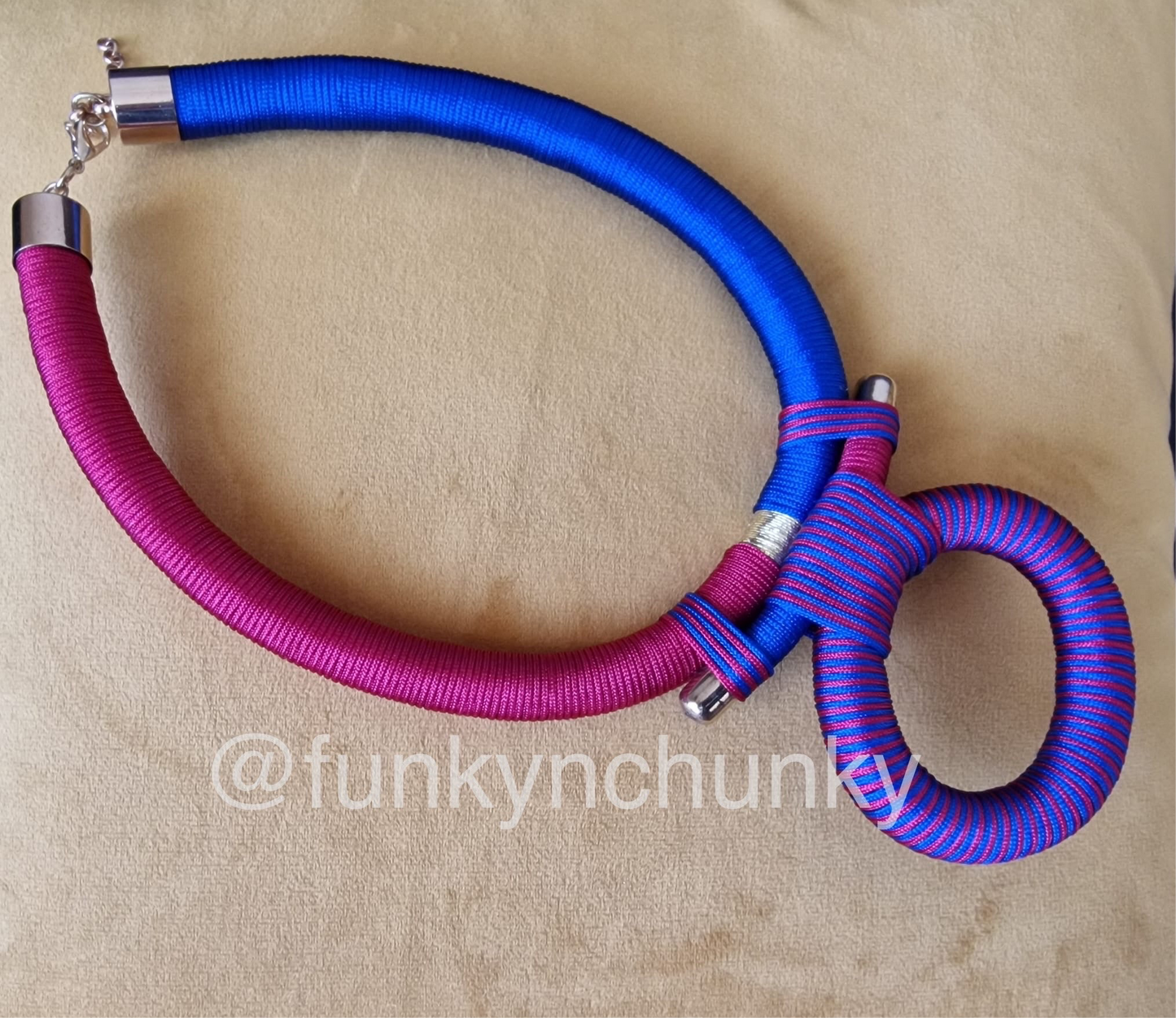 Purple, pink and blue statement necklace