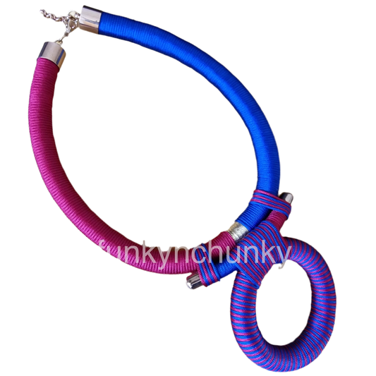 Purple, pink and blue statement necklace