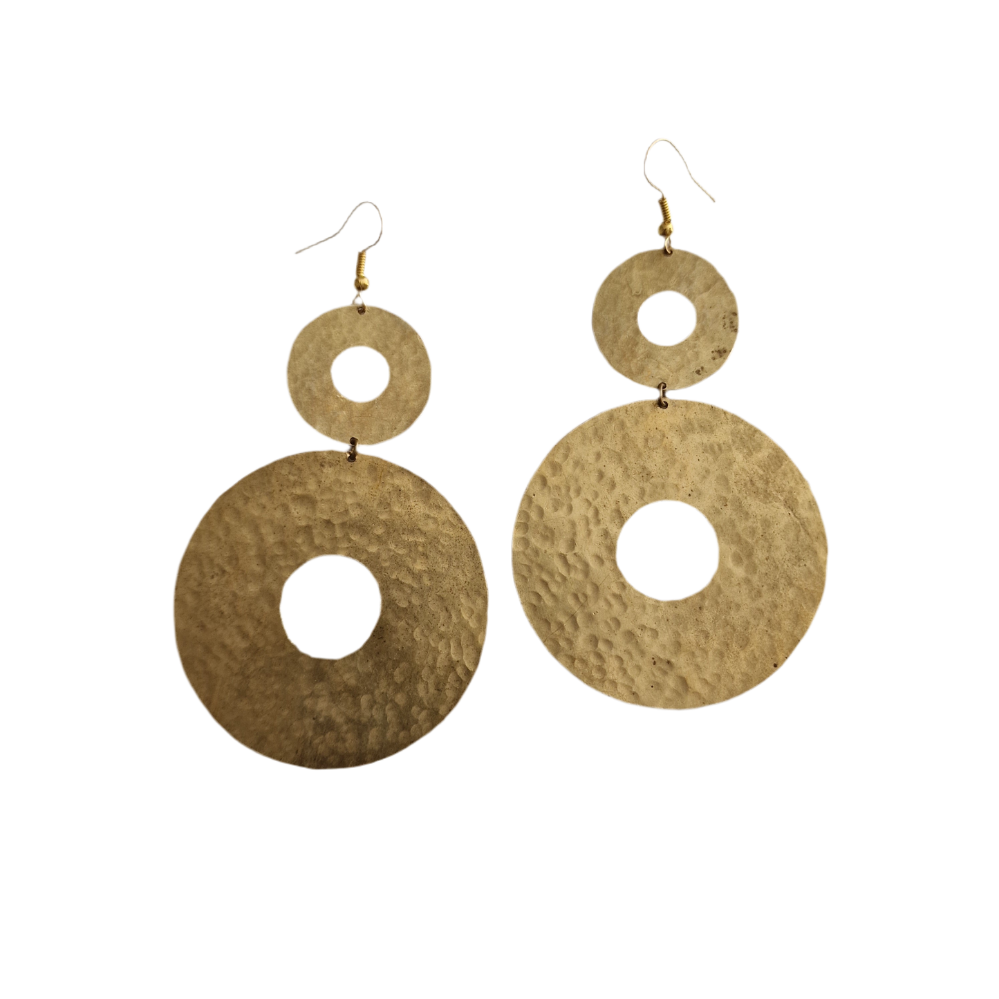 Circular brass geometric pendant earrings