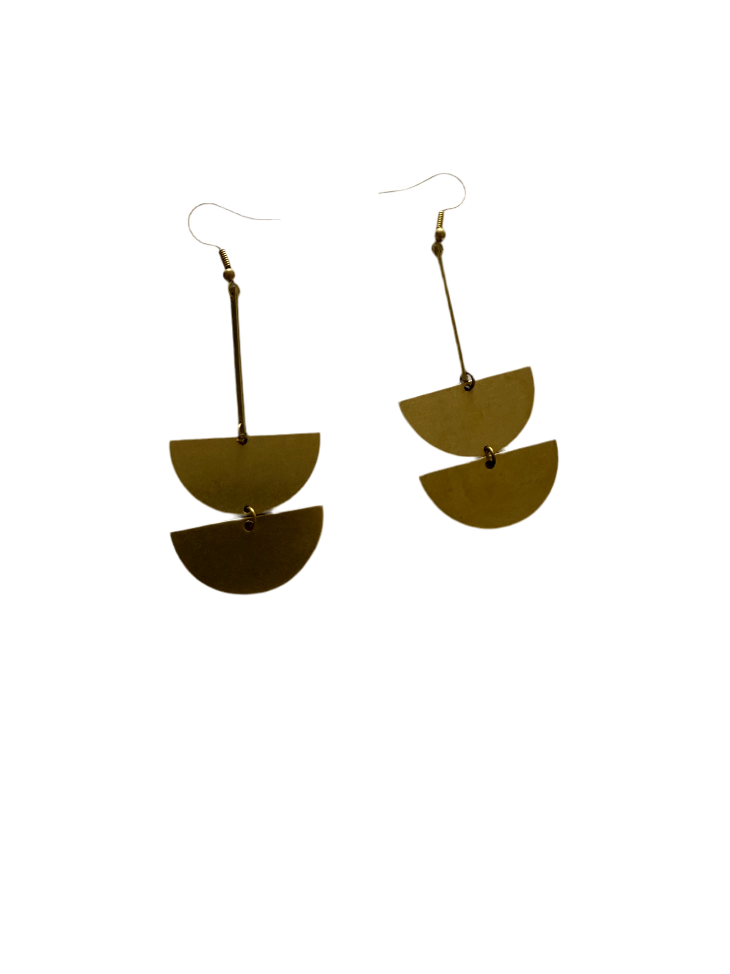 Half circle brass geometric pendant earrings