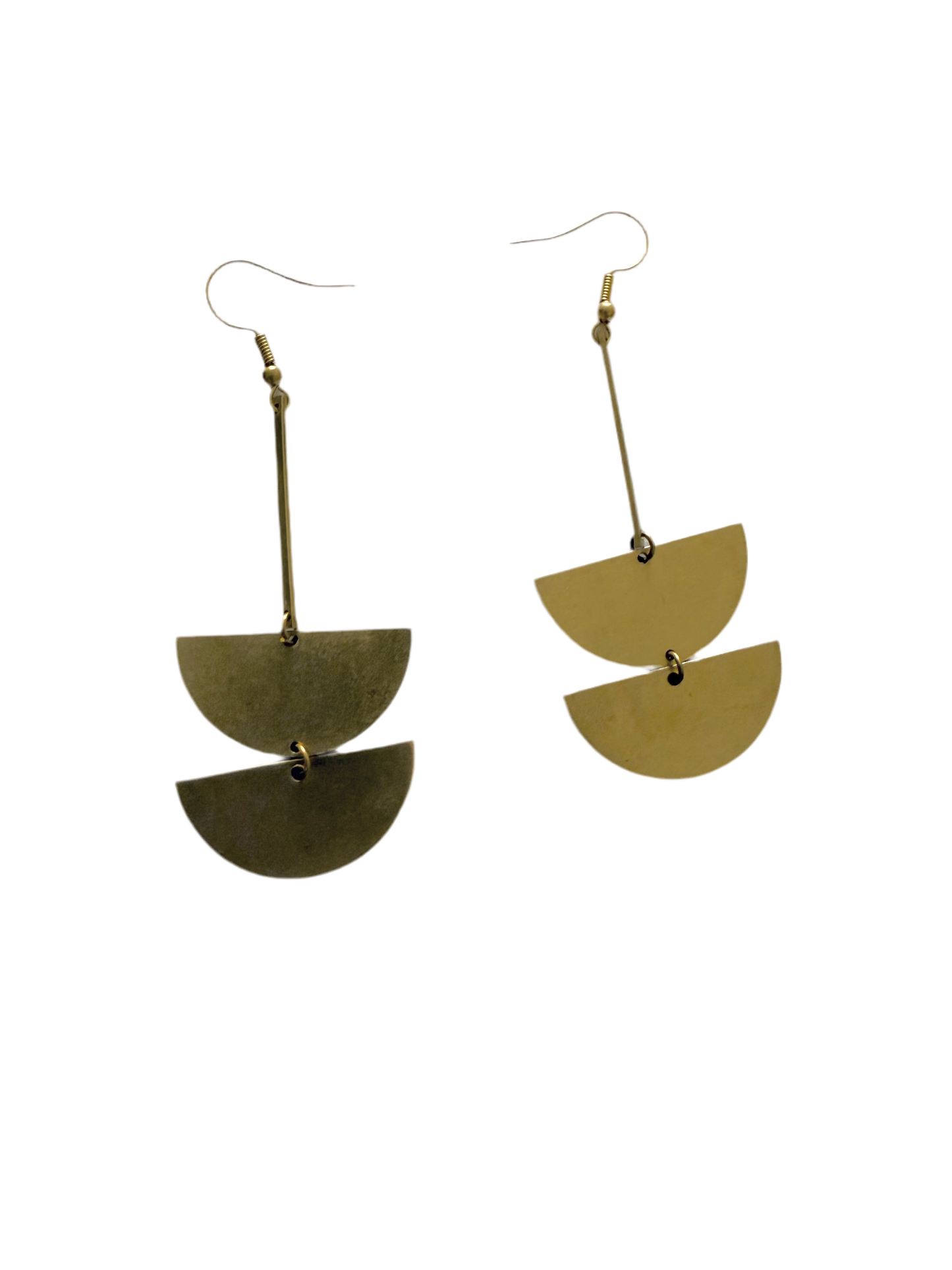 Half circle brass geometric pendant earrings