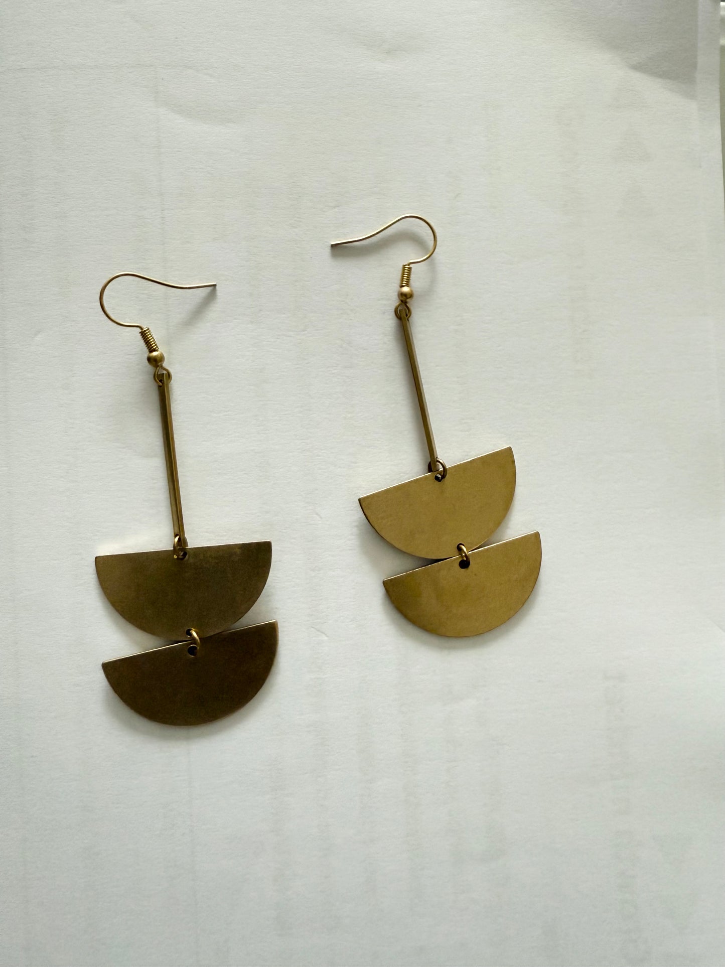 Half circle brass geometric pendant earrings