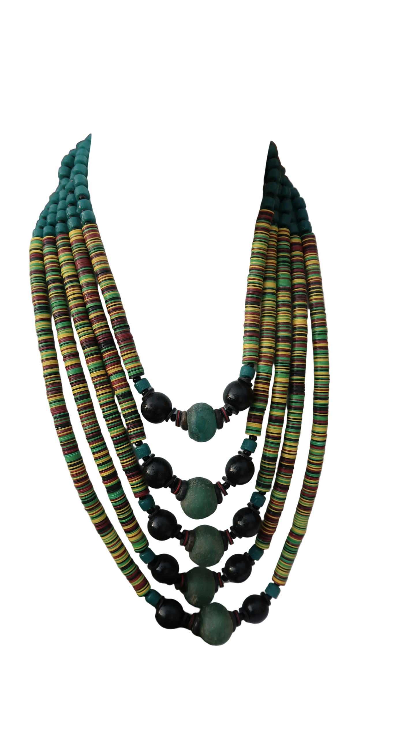Green multi-coloured statement necklace