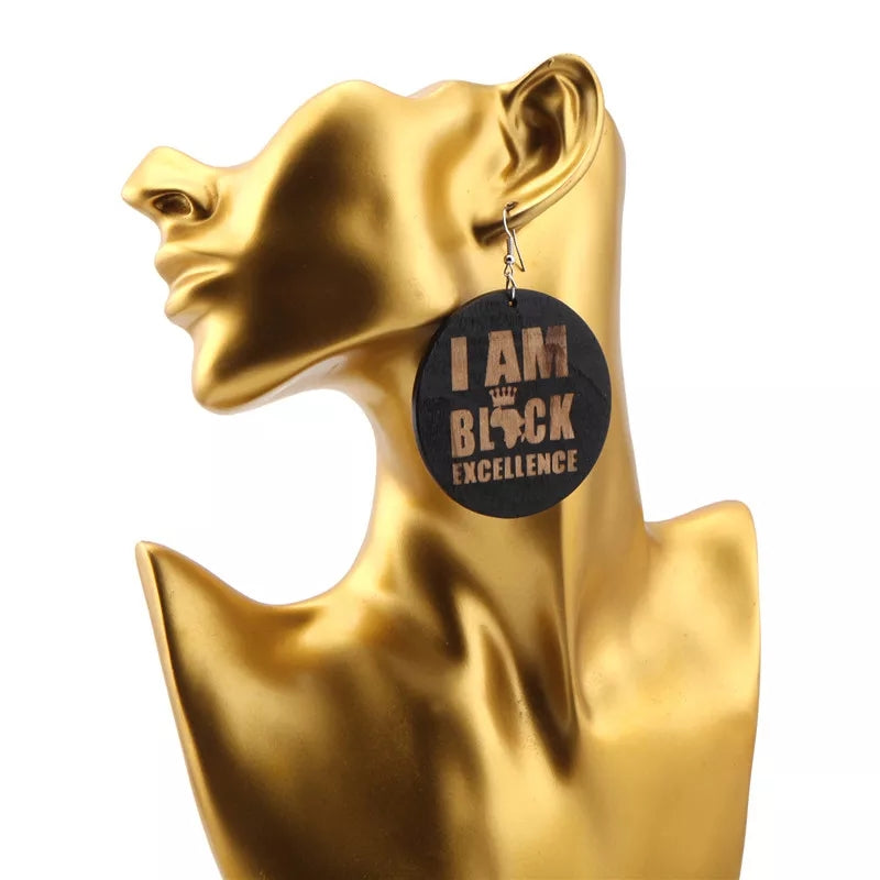 I am Black Excellence - Wooden Earrings