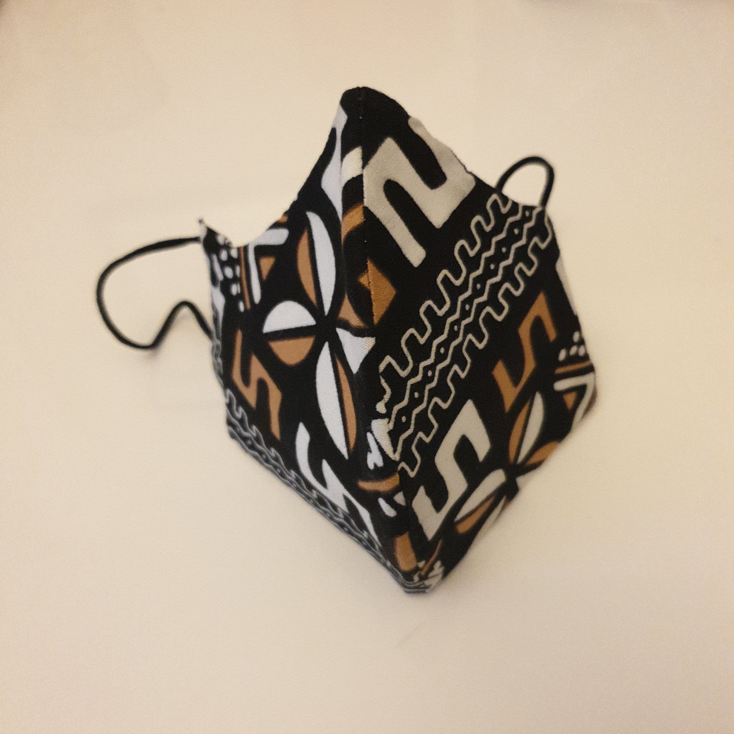 Black mud cloth print - Cotton face mask