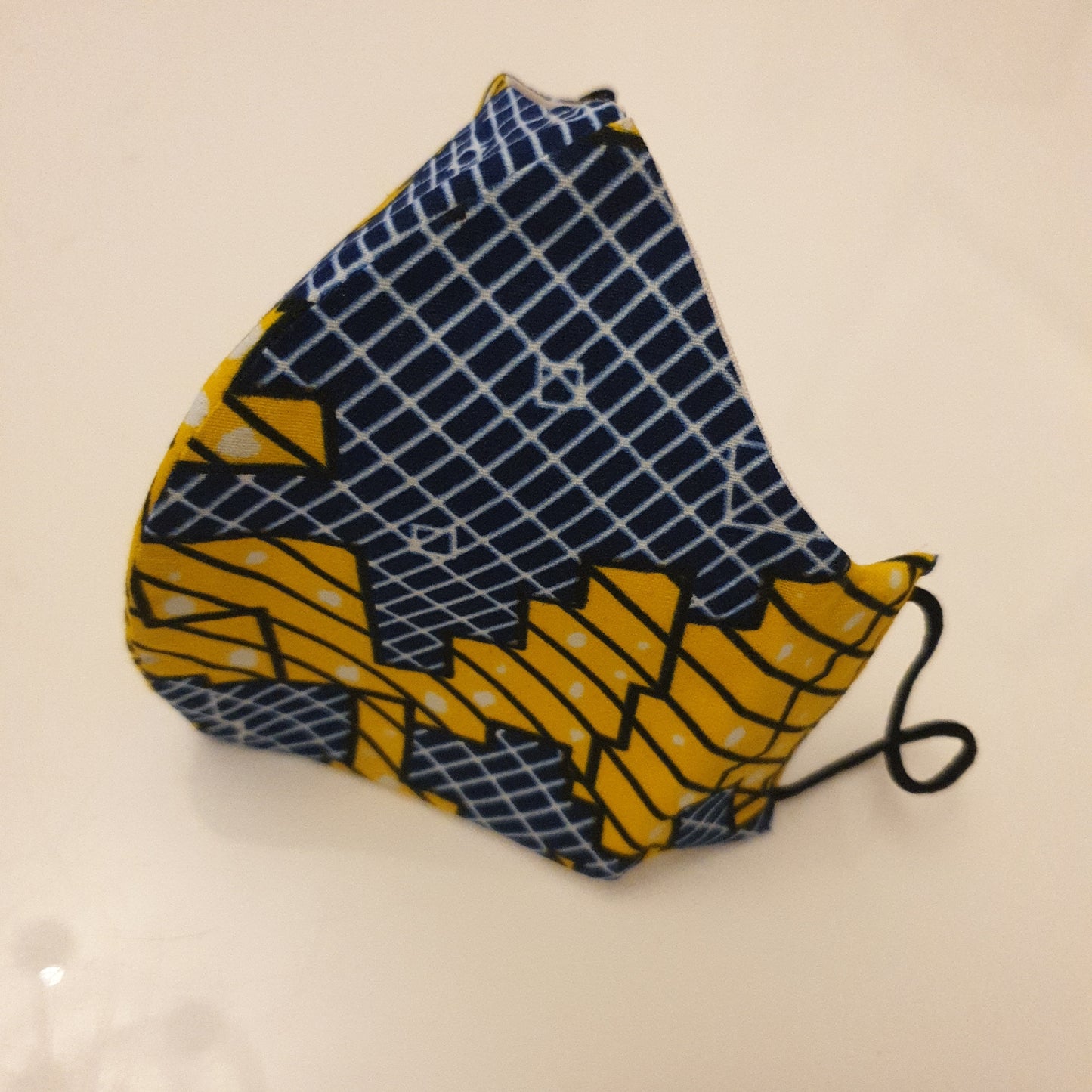 Blue and yellow fabric cotton face mask