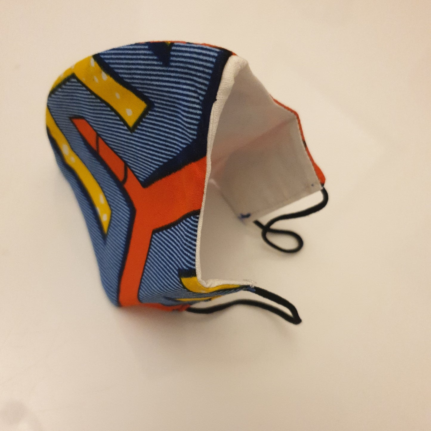 Blue and orange fabric cotton face mask
