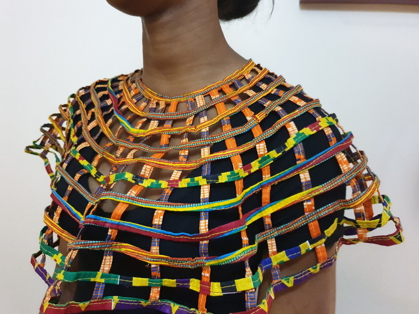 African Cape necklace top with button closure