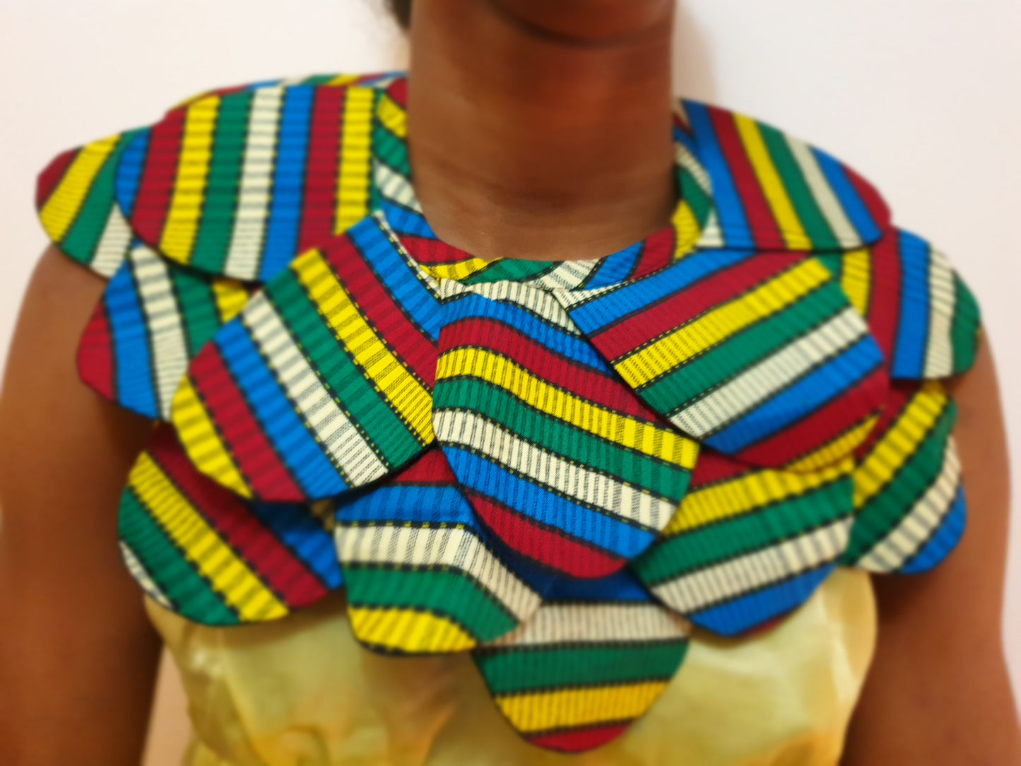 Layered petal style choker cape collar statement necklace