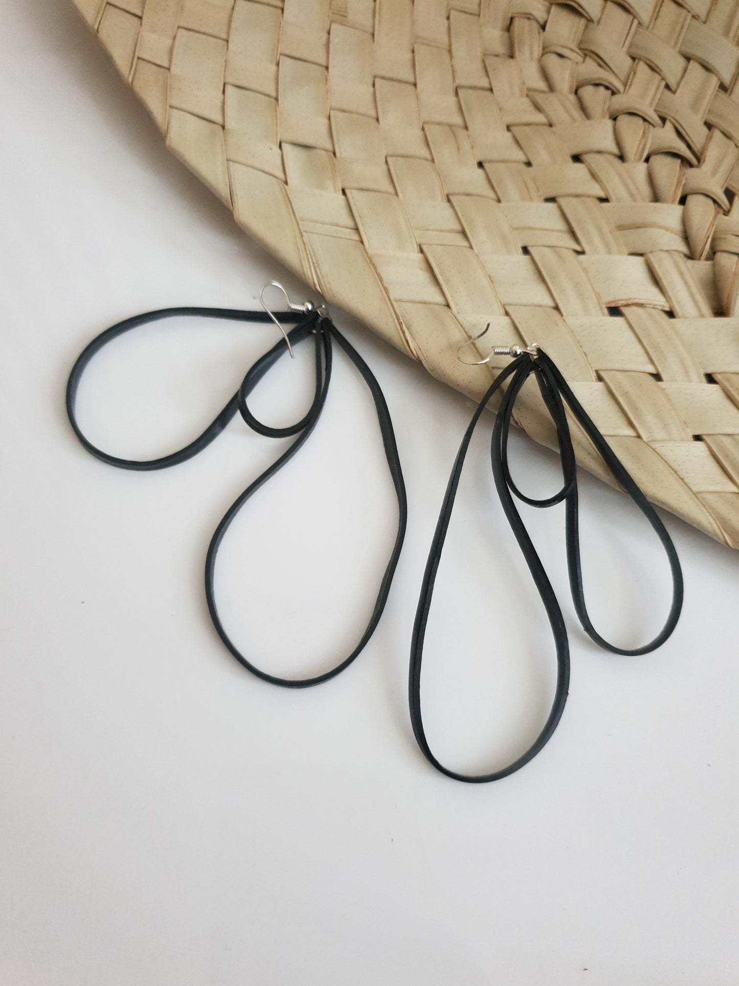 Geometric up-cycled earrings - made from rubber