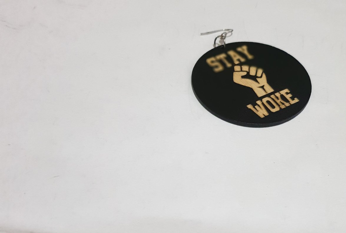 Stay Woke wooden earrings