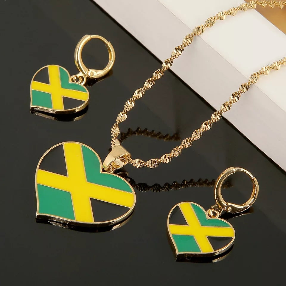 Jamaica Map earrings and necklace set