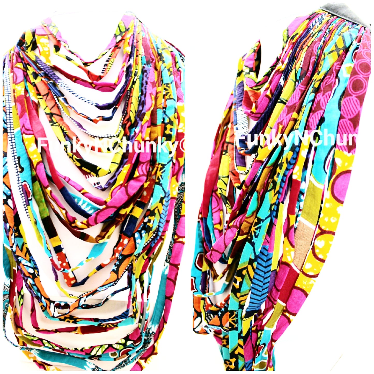 Multi Layered statement Kente African fabric Print Necklace