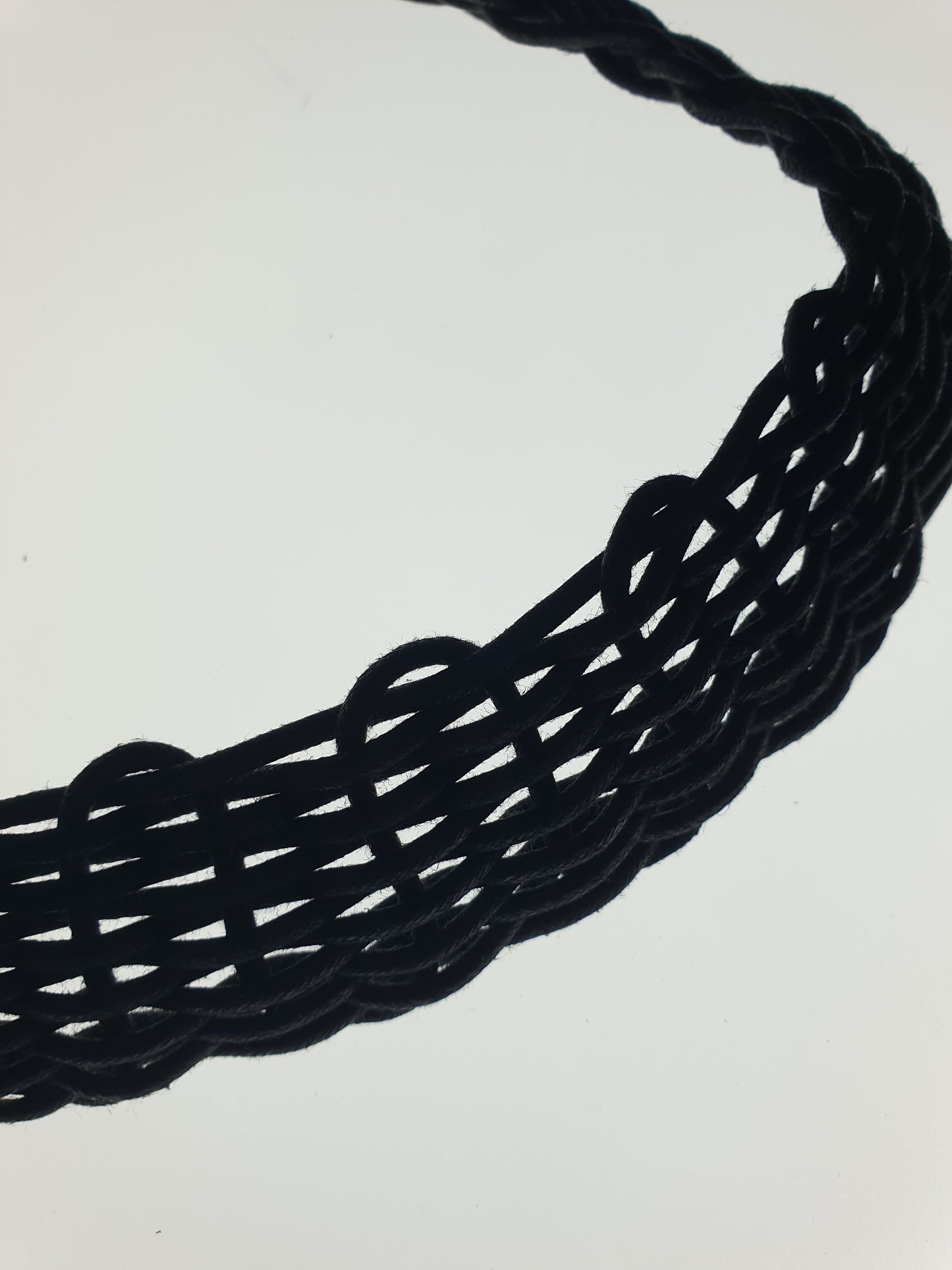 Leather and straw choker necklace