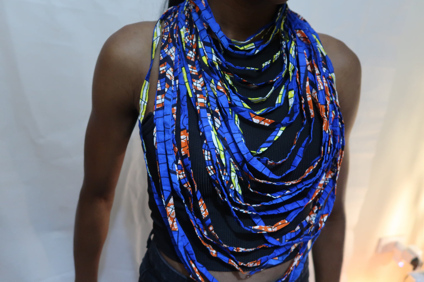 Multi Layered Kente African Print Necklace - Multi coloured