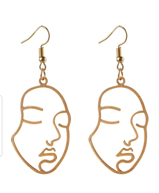 Abstract Hollow Out Face Statement Earrings