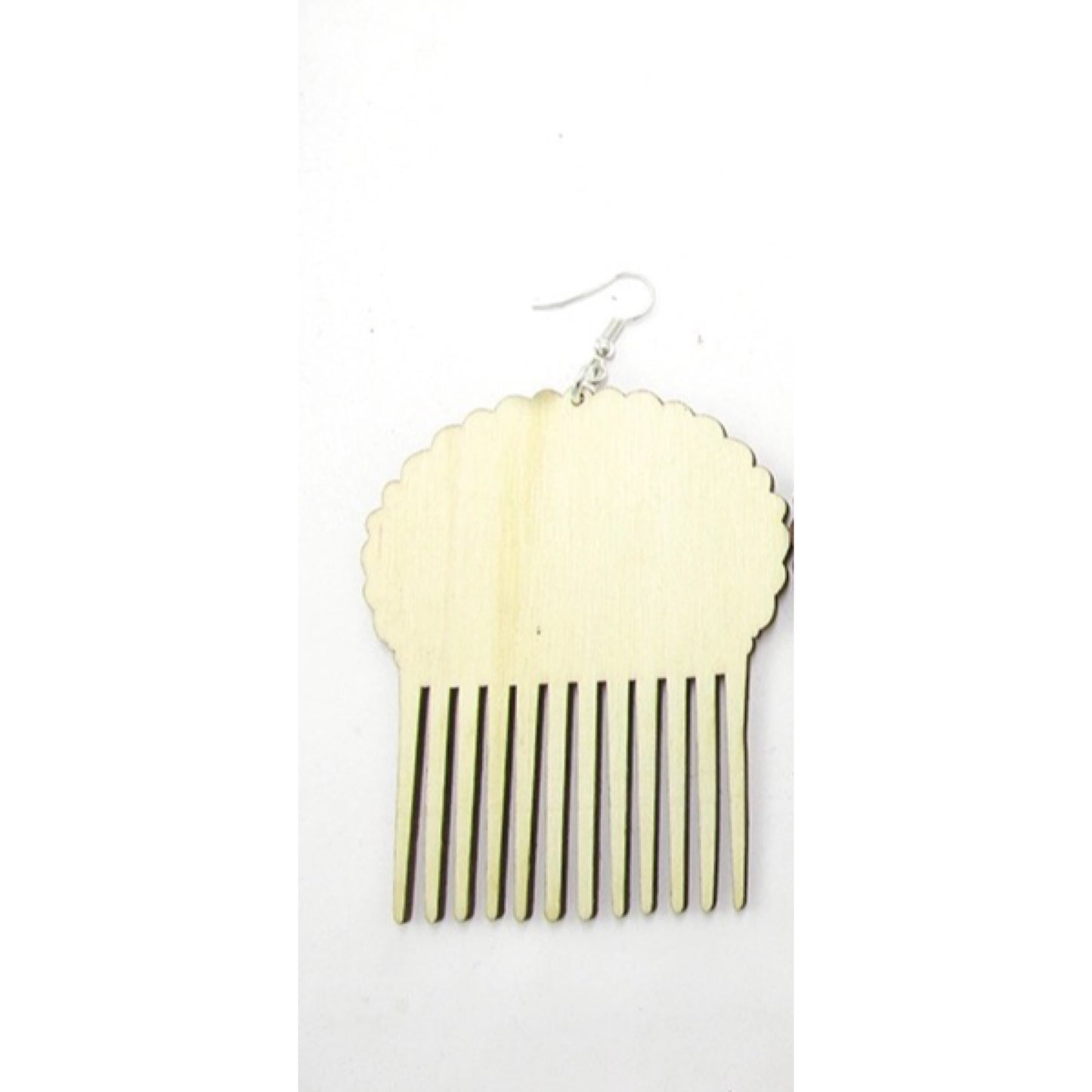 Afro puff wooden earrings