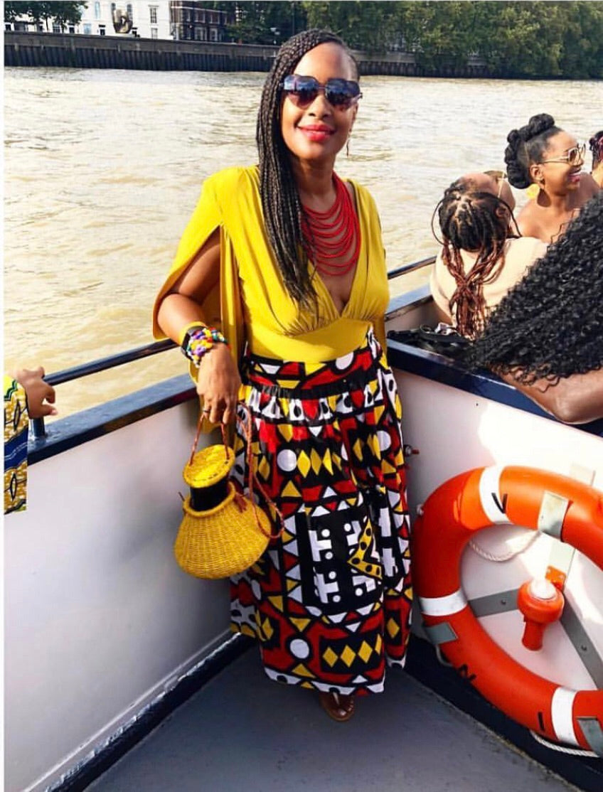 Yellow pot rattan straw bag