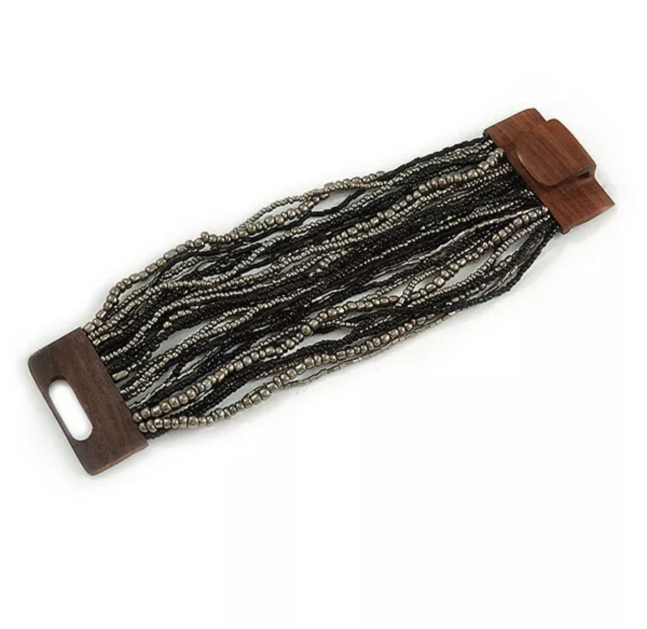 Multi strand Glass Bead statement bracelet - Black mix