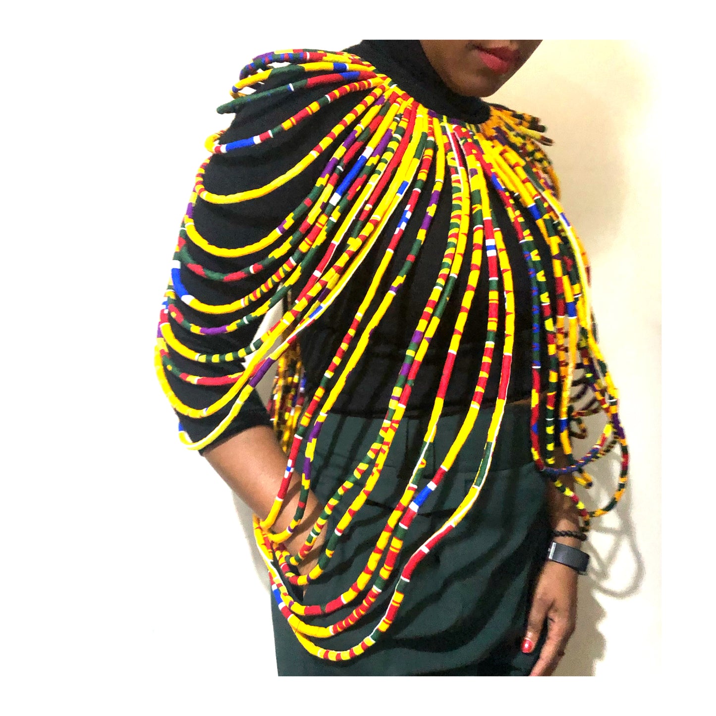 African Multi Strand - Handmade Cape Necklaces (kente print)