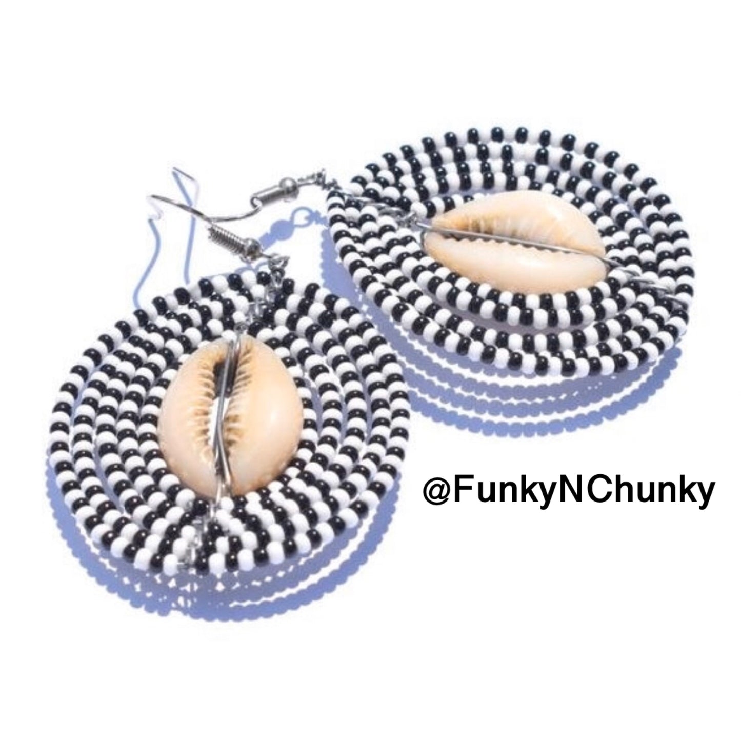Handmade bead Kenyan cowrie statement earrings