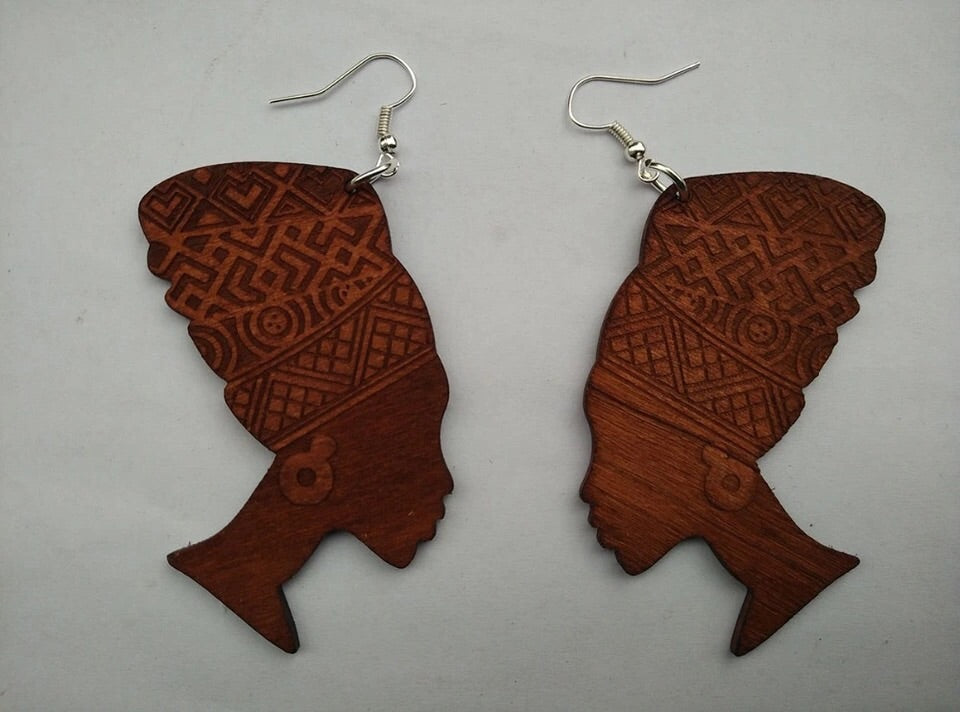 Queen Nefertiti - Wood Earrings