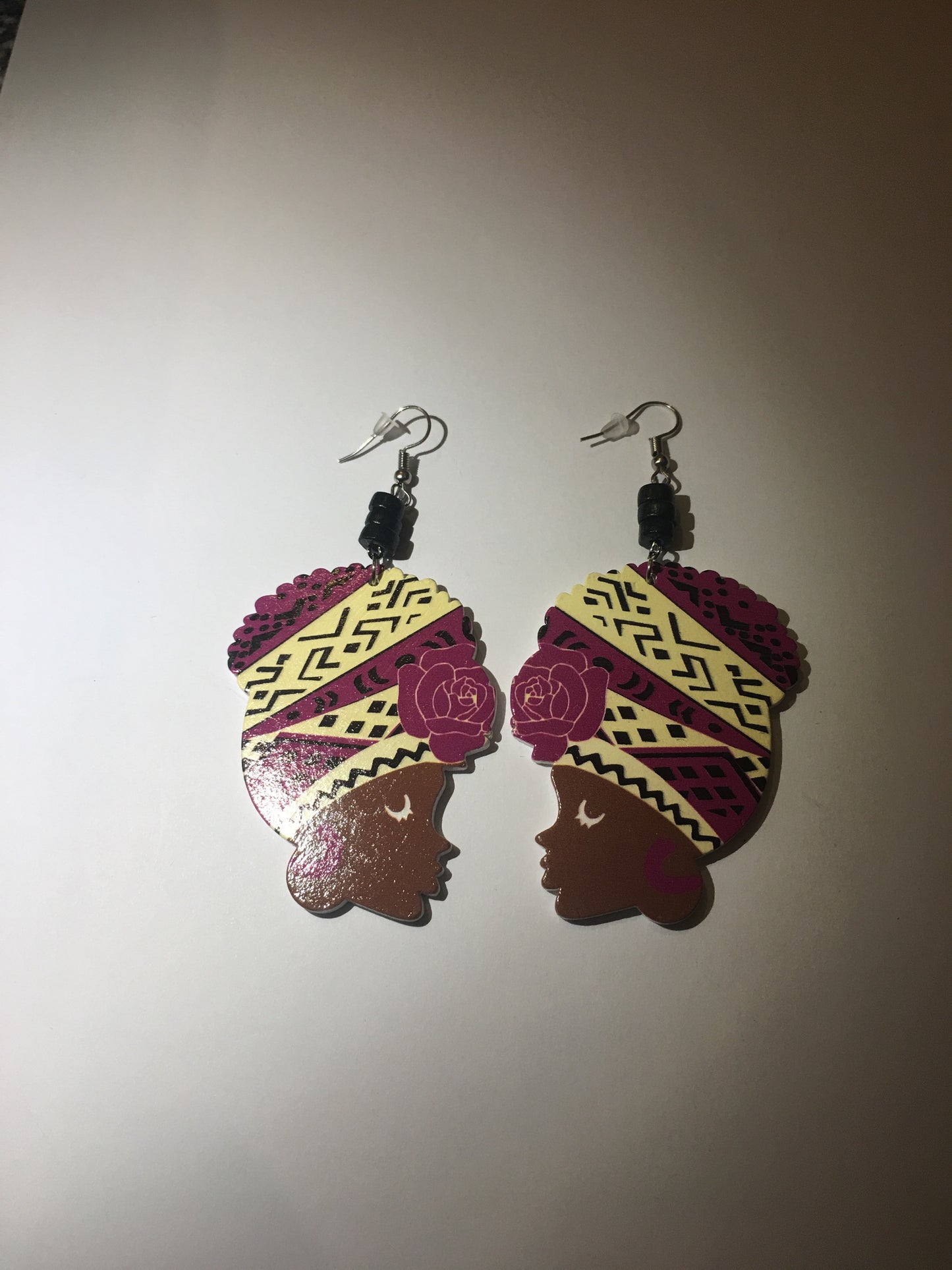 Purple and Cream Head Wrap Earrings