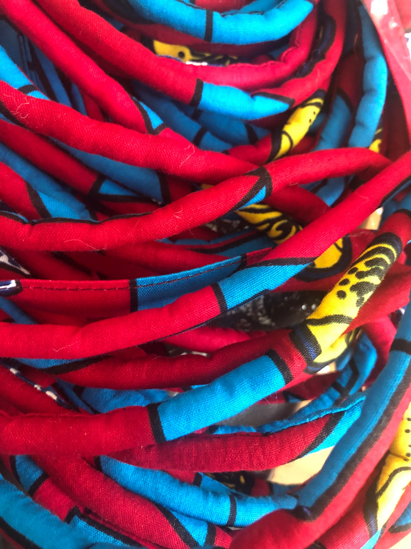 Red & blue Layered african fabric statement necklace - Ankara Necklace