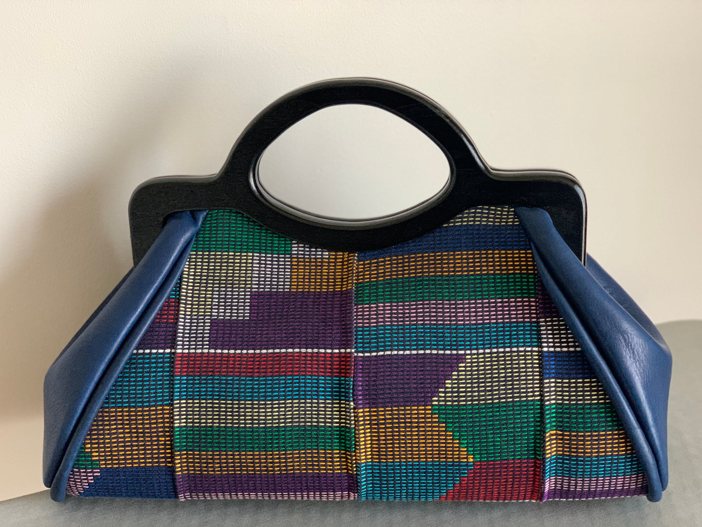 Mud cloth and leather Handbag