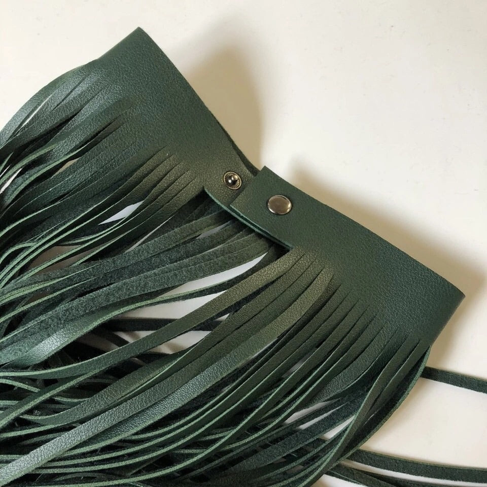 Dark Green Leather Collar Tassel Necklace