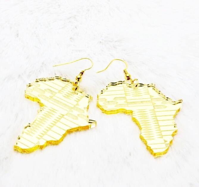 Africa shaped earrings in gold