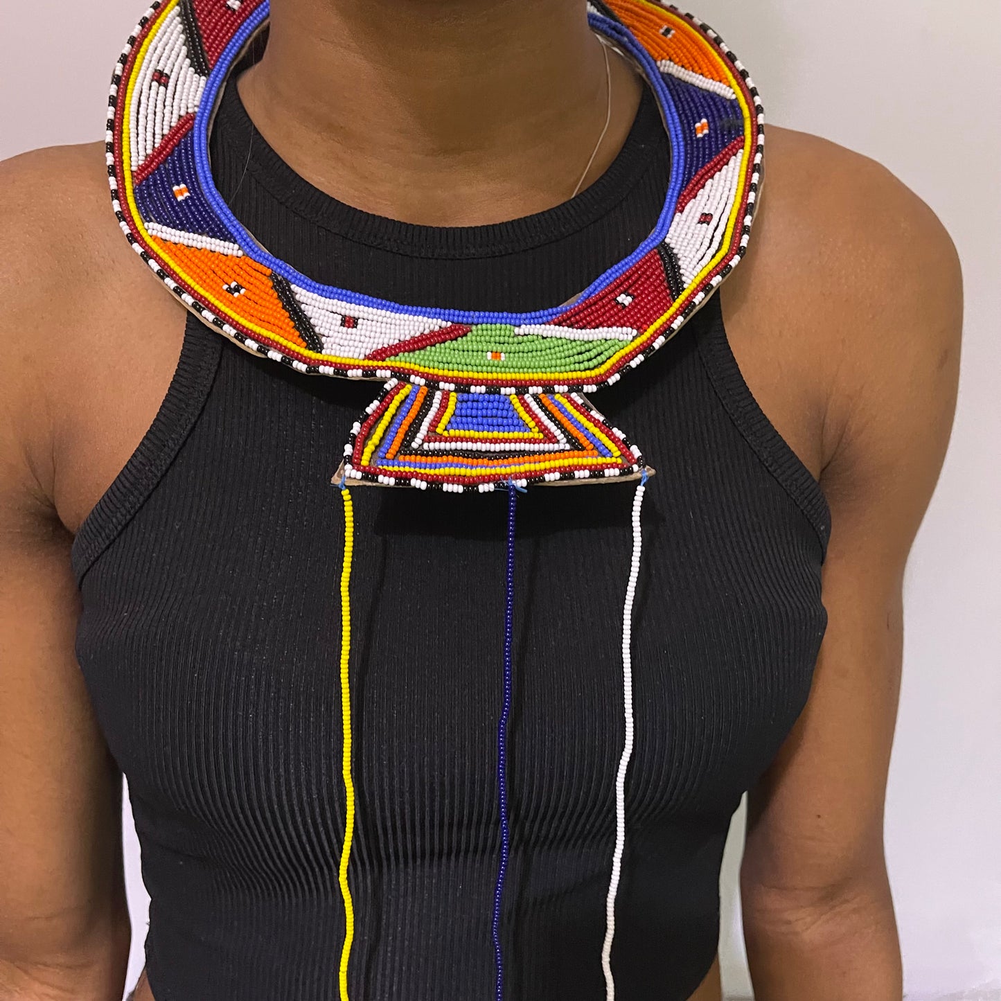 Kenya Maasai bead statement necklace