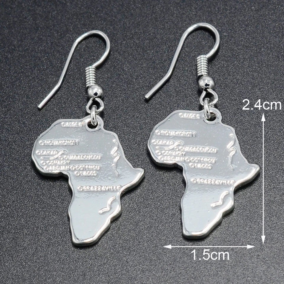 Africa shaped earrings - silver plated