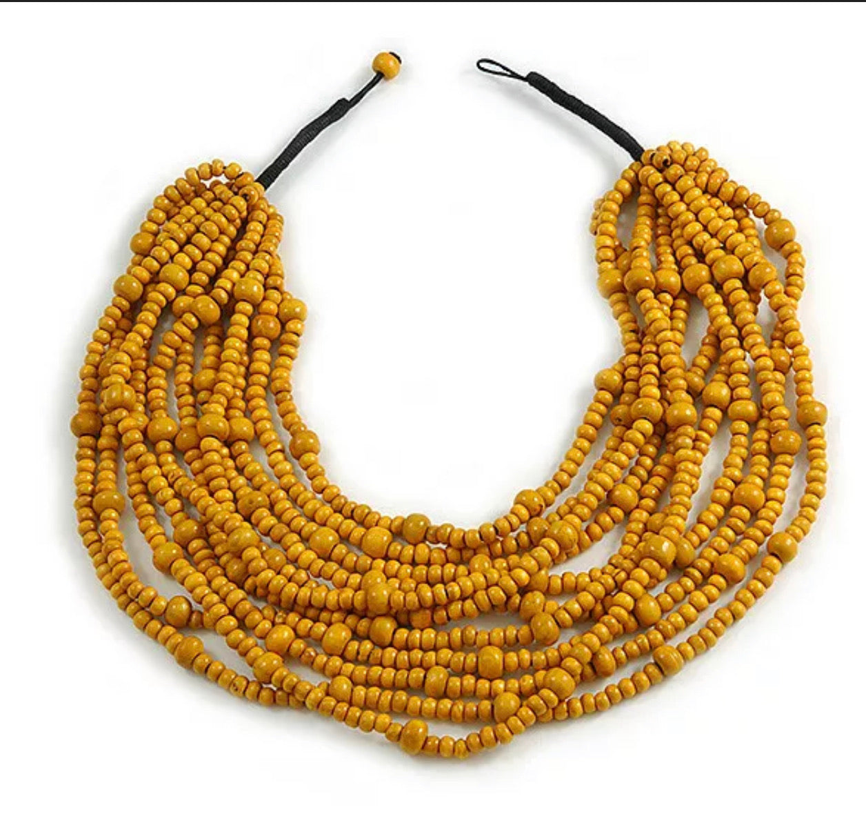 Multi strand Wooden Bead Necklace - yellow