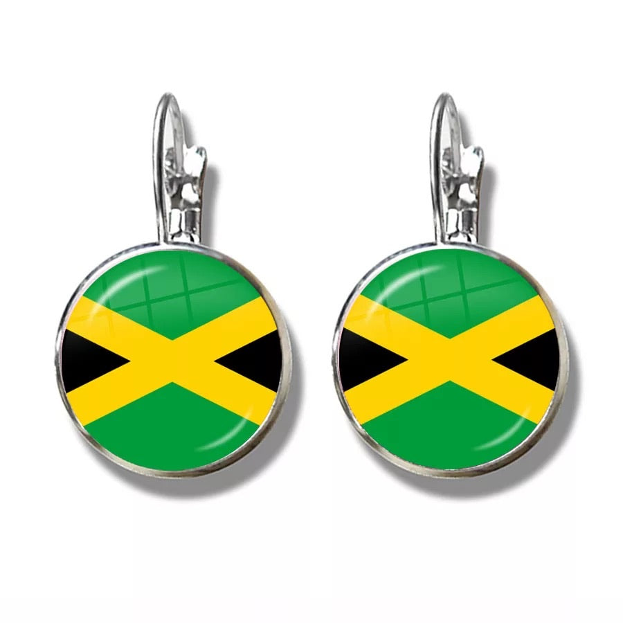 National Flag French Hook - Jamaica, Ghana, Barbados Earrings