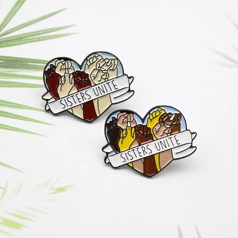 Sisters unite - unity Enamel pin brooch