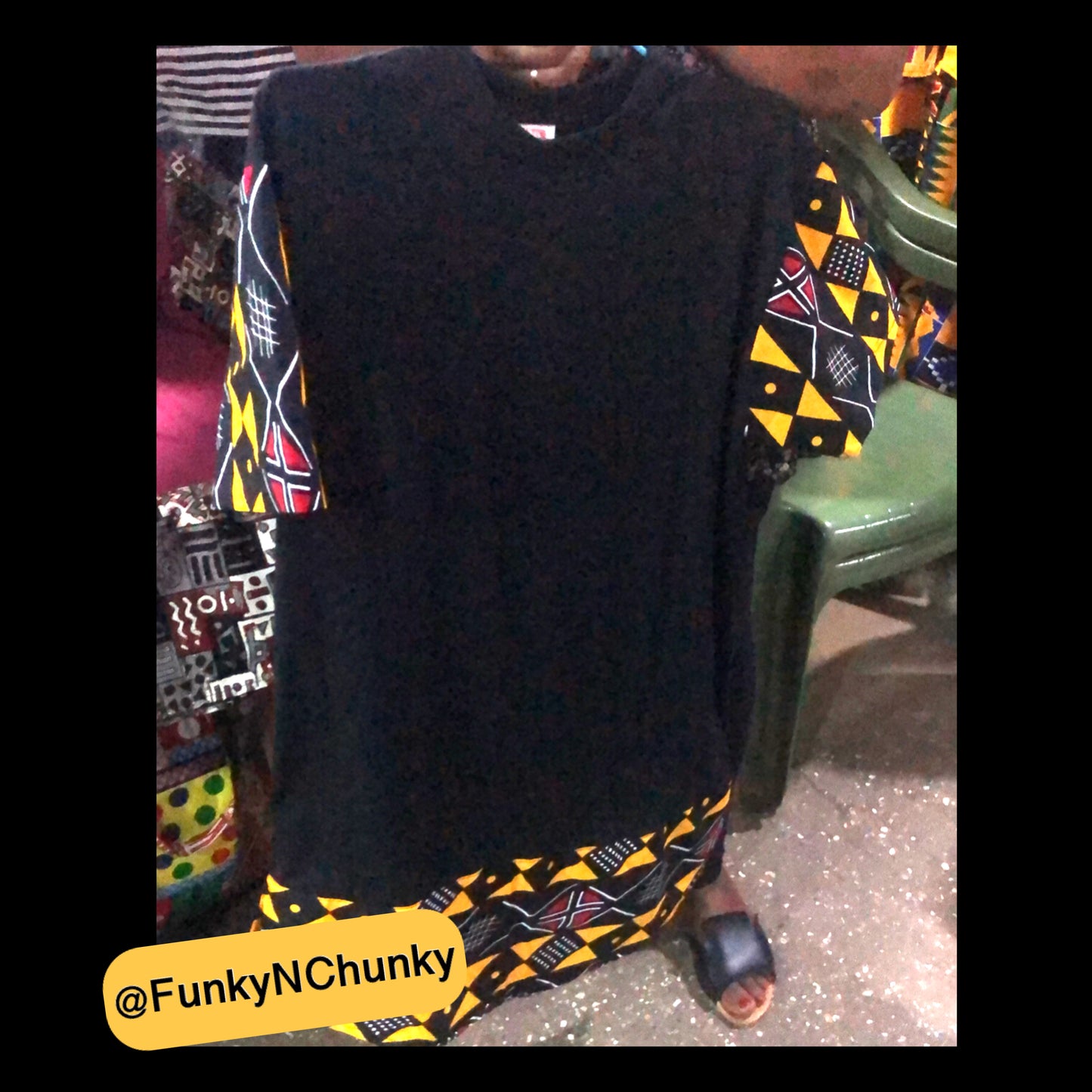 Black African print t-shirt - Extra Large