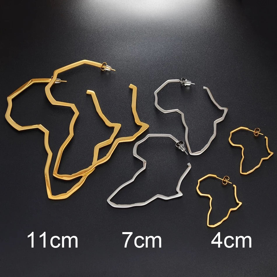 Large African Map Big Earrings Exaggerate - two sizes