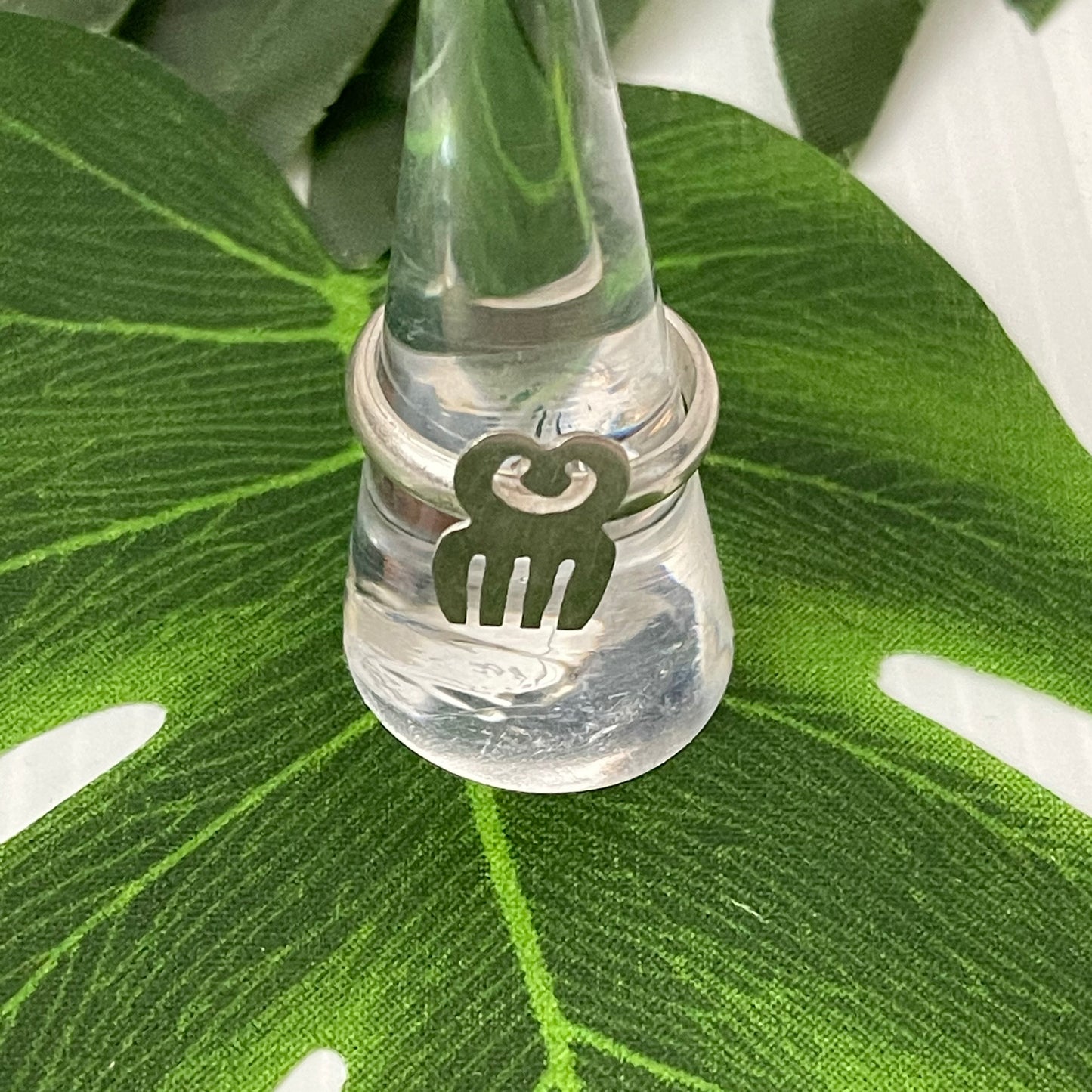 Silver Adinkra ring - Duafe