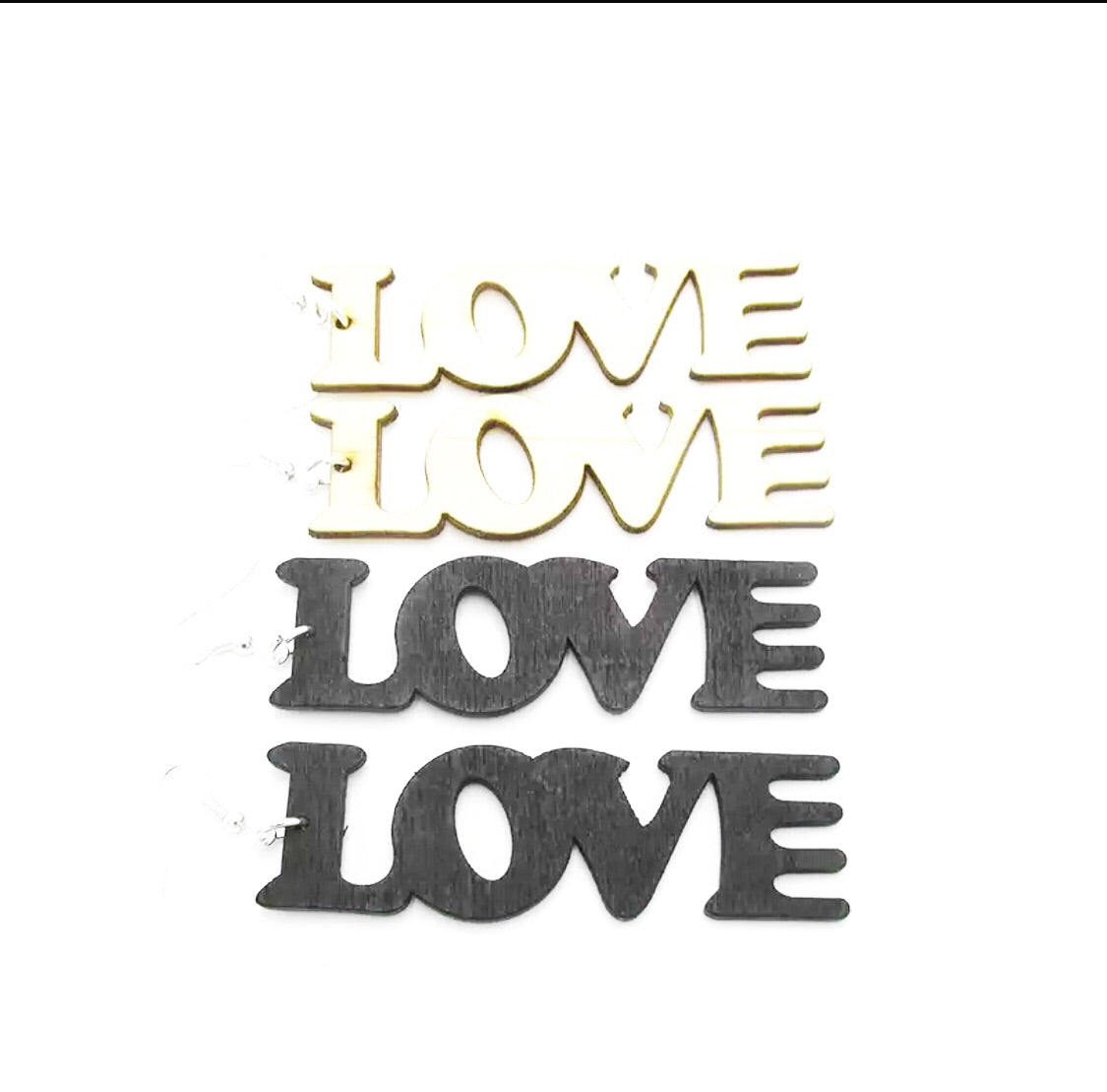 LOVE - wooden earrings
