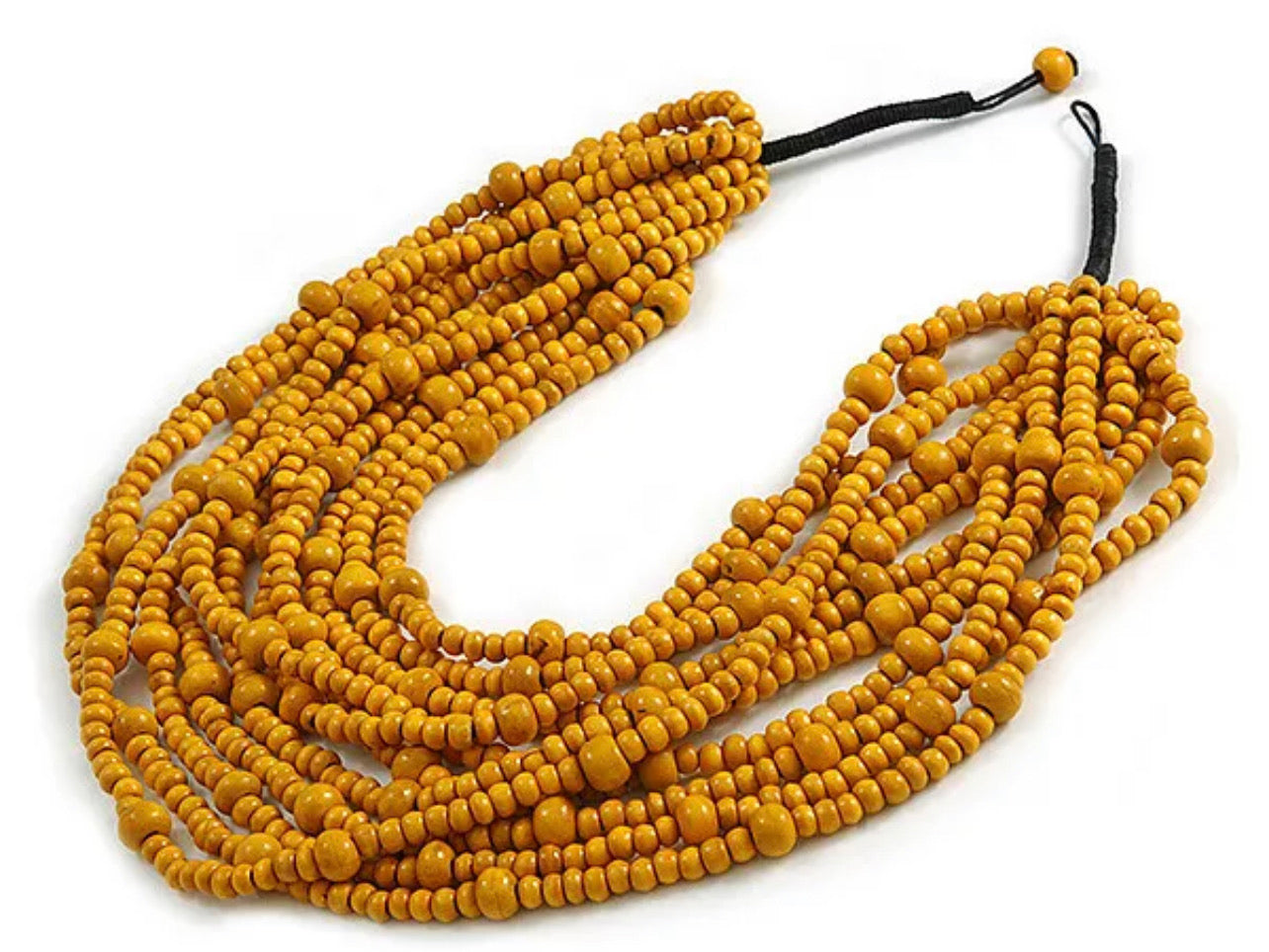 Multi strand Wooden Bead Necklace - yellow