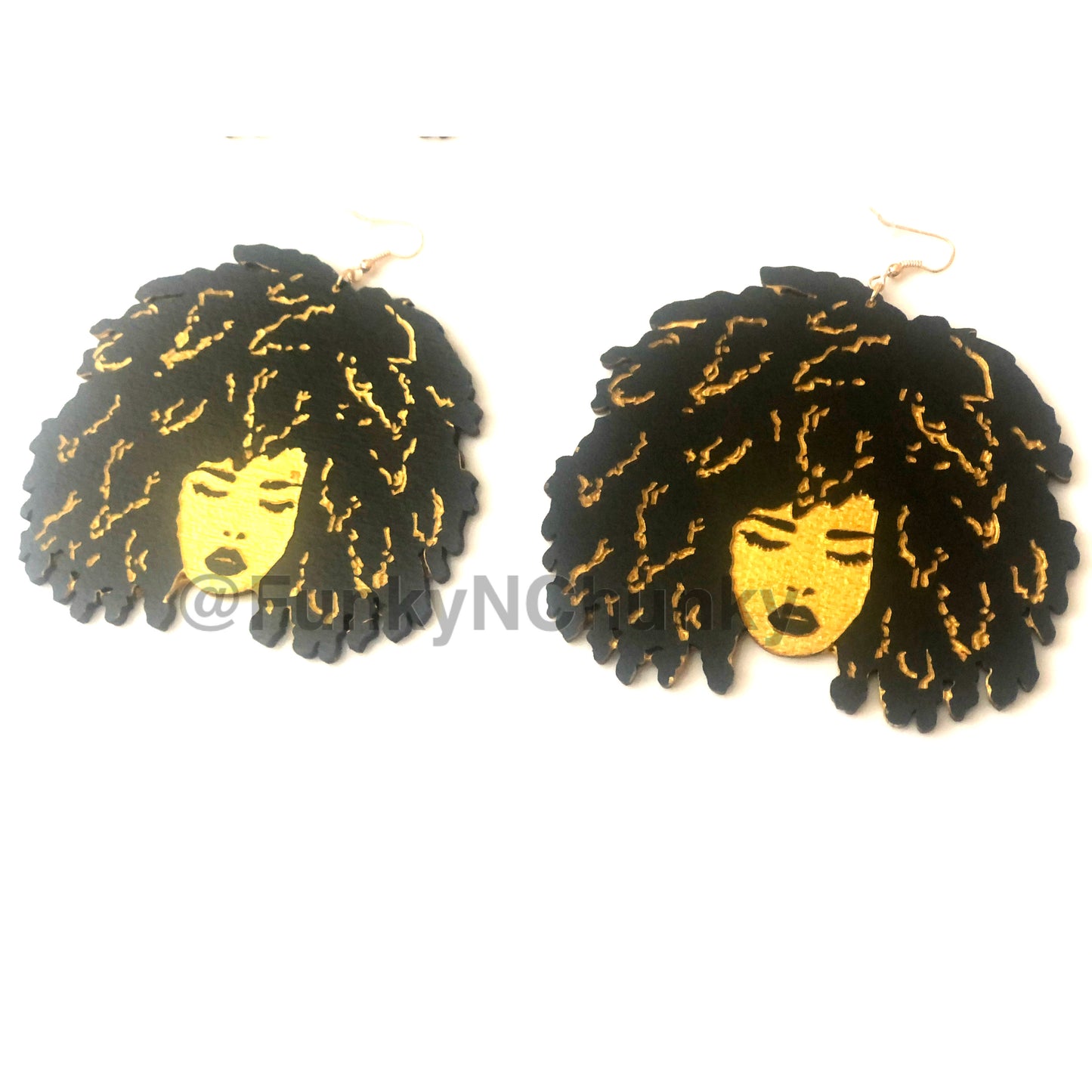 Afro hair -wooden statement earrings