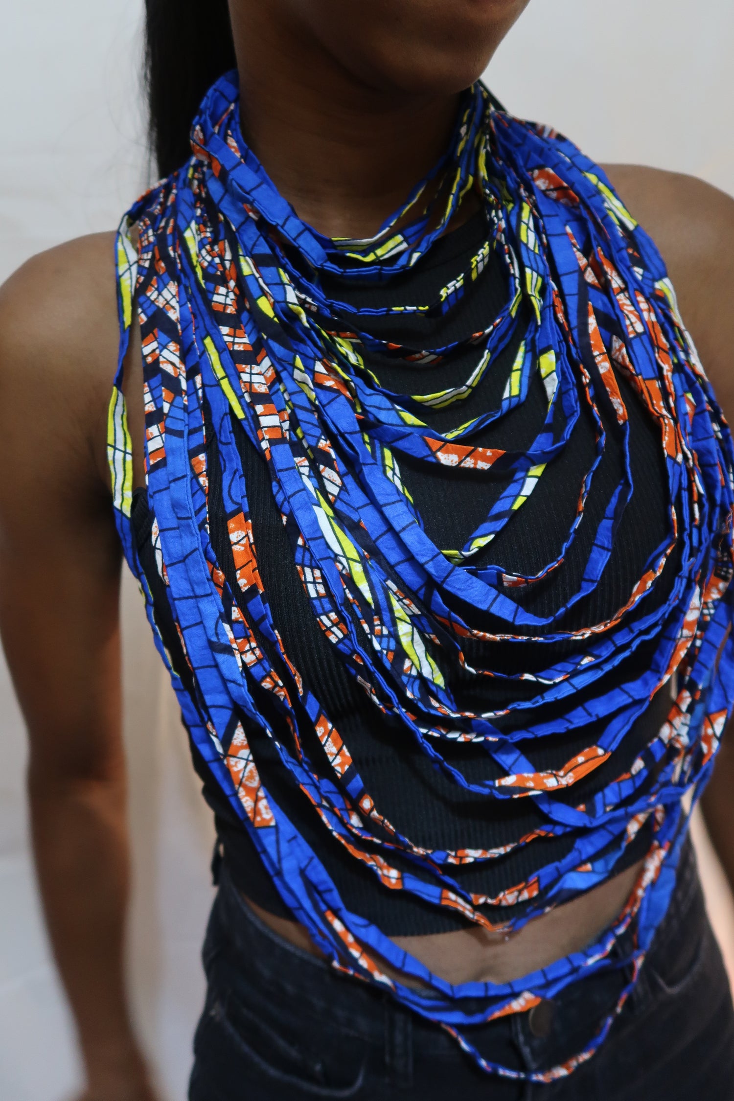 African print fabric statement necklace