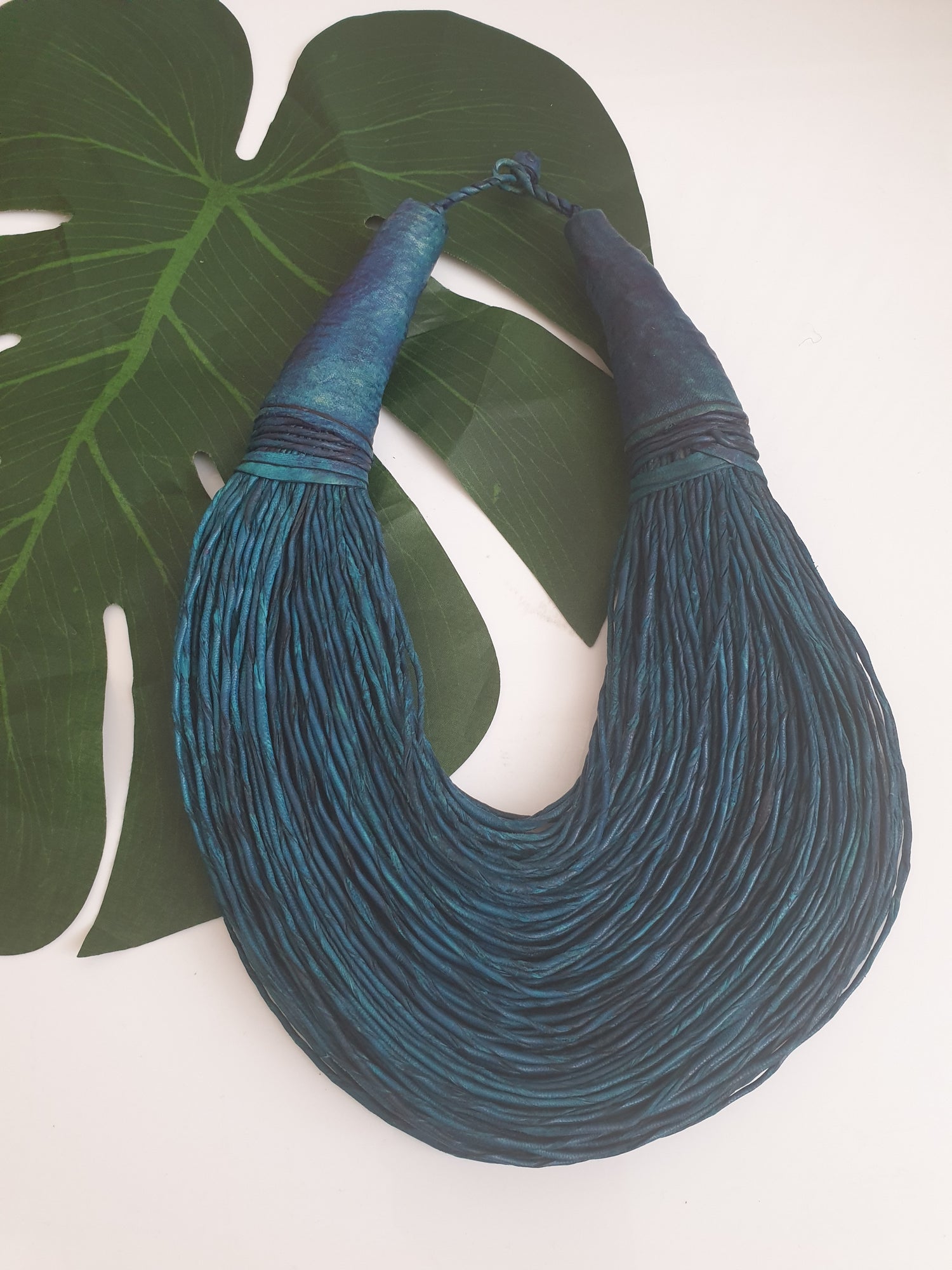 Leather up-cycled necklace